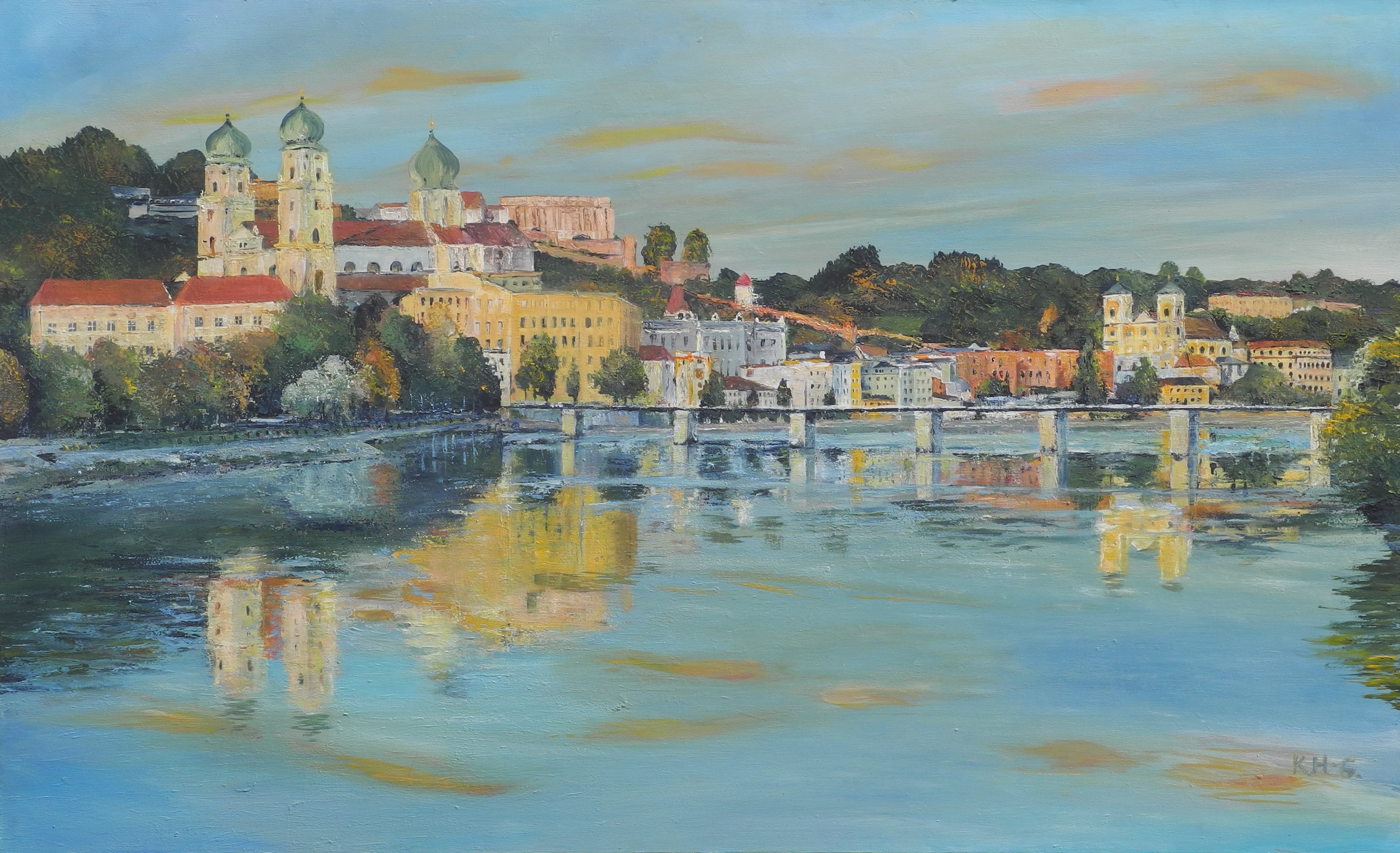 Passau im Licht der untergehenden Sonne von Hansen-Gluschitz, Katharina 